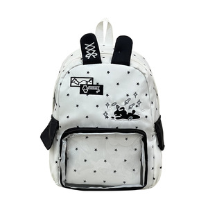 Japanese style ins print cute durable water-repellent fresh transparent multi-compartment <b>backpack</b> - Product Image 6
