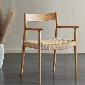 Nordic Solid Wood <b>Dining</b> Chair Ash Wood Woven Seat Modern <b>Armchair</b> For Home Use - Product Image 3