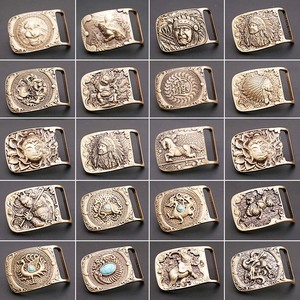 Phong Cách Thiết Kế Đa Dạng Tự Làm Tiện Dụng 40Mm Đồng Thau Rắn Đá Quý 3D Dập Nổi Phiến Rồng Tên Miền Tây Khóa Thắt Lưng - Product Image 1