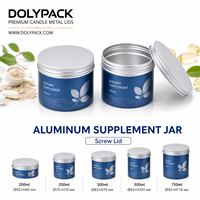 Pot alimentaire en aluminium grande capacité, marque privée, avec surface graphique feuille bleue et argentée et couvercle à vis, pour thé, café et aliments secs