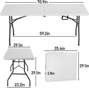 Offre Spéciale <span class=keywords><strong>8</strong></span> <span class=keywords><strong>personnes</strong></span> Banquet durable robuste Banquet de mariage en plein air HDPE Long 6 pieds <span class=keywords><strong>Table</strong></span> et chaise pliantes - Product Image 5