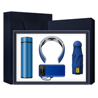 Coffret cadeau 4-en-1 Executive Anniversary Premium Flask à vide P3 Neck Massager Capsule Umbrella Power Bank
