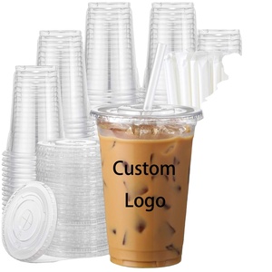 แก้วกาแฟเย็นขนาด 12 ออนซ์ พร้อมฝาปิด พิมพ์โลโก้ได้ แก้วพลาสติกใสแบบใช้แล้วทิ้งขนาด 16 ออนซ์ สำหรับเครื่องดื่มเย็น - Product Image 1