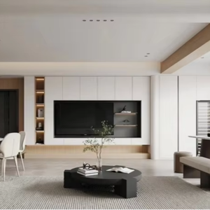 Système mural TV minimaliste moderne, armoire de rangement murale complète sur mesure pour salon, solution pour toute la maison - Product Image 1