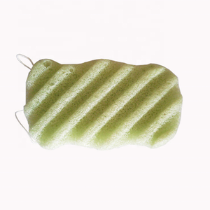 100% éponge Konjac naturelle biodégradable grande brosse de nettoyage du visage carré pour bain et visage lumière bambou matériel forme ovale - Product Image 2