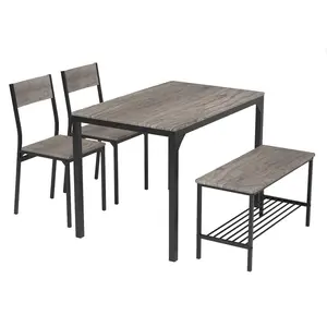 Stabiele Eettafel En Stoel Met Bench Goedkope Metalen Dining Set Voor Keuken Eetkamer Appartement Kleine Huis