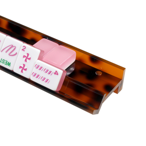 Supports de 19 et 20 pouces avec poussoir, luxe, règle de mahjong en acrylique brun tortue de 6 mm - Product Image 3