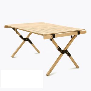 可调高度户外低便携式野餐桌木制可折叠卷起折叠木桌野营,烧烤,旅行