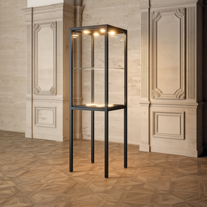 Vitrina de Metal Negra para Museo, 60x60x200cm, con Iluminación LED y Estante de Vidrio para Exhibiciones de Sobremesa - Product Image 3