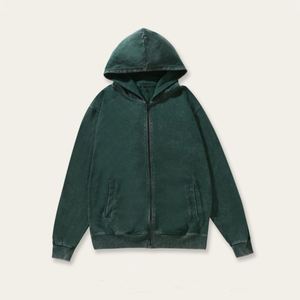 Sweat à capuche zippé pour homme, style Y2K, coupe ample, 100% coton, OEM, vintage, délavé à l'acide, molleton bouclette épais, respirant, écologique - Product Image 4