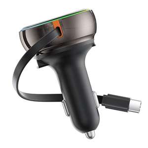 Adaptateur de chargeur de voiture 45W avec câble rétractable, PD 30W, QC30W, USB Type-C 3 ports en 1, charge rapide pour iPhone 17, ordinateur portable, téléphone - Product Image 1