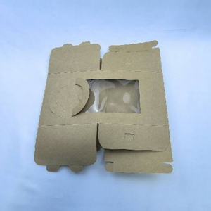 Boîtes à pâtisserie pliantes en papier kraft recyclé pour emballage alimentaire, avec fenêtre en plastique, prix de gros - Product Image 3