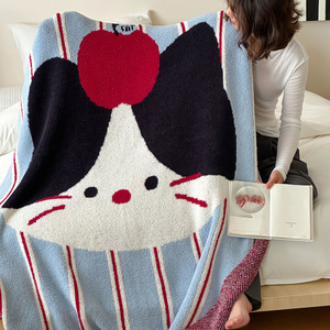 Manta de punto cómoda y barata <span class=keywords><strong>para</strong></span> cama, manta de advertencia de invierno <span class=keywords><strong>para</strong></span> regalo, manta cómoda con patrón de perro y gato <span class=keywords><strong>para</strong></span> sofá de TV - Product Image 6