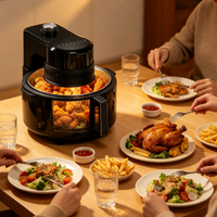 Friteuse à air chaud de comptoir 5L avec flux d'air complet, double bouton de commande et réglage tactile de la minuterie et de la température, arrêt automatique, appareil de cuisson de cuisine