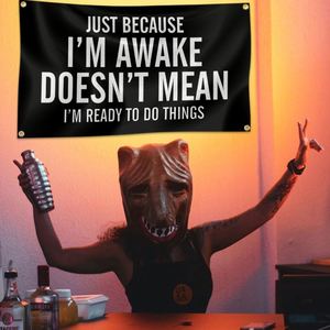 แค่ฉันตื่นอยู่ไม่ได้หมายถึงว่าฉันพร้อมทำอะไรสักอย่าง ขนาด 3x5 ฟุต สำหรับตกแต่งผนังห้องพักหอพักวิทยาลัย ห้องนอน ห้องนั่งเล่น - Product Image 2