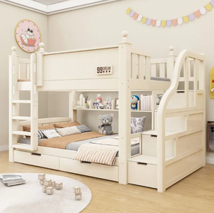 Cama <span class=keywords><strong>litera</strong></span> moderna de madera maciza para niños, <span class=keywords><strong>litera</strong></span> doble multifuncional para el hogar y el dormitorio con almacenamiento - Product Image 4