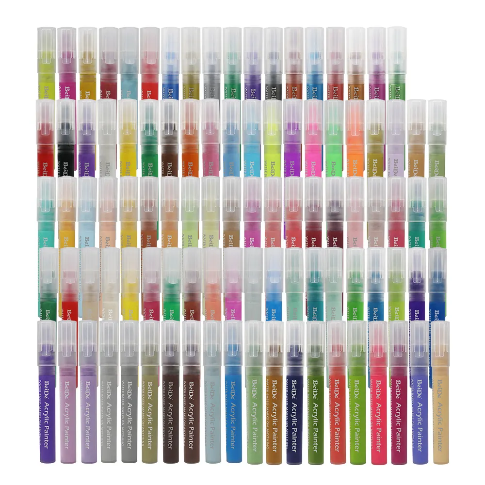 98 couleurs stylo de peinture à l'encre acrylique pour roches, pierre, métal, poterie, bois lisse traité, plastique