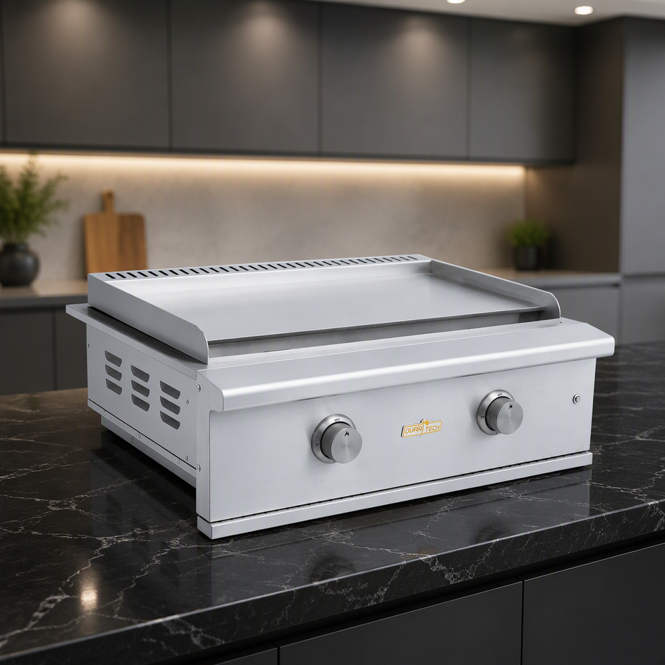Stainless Steel 304 Gas Griddle 2 Burner Flat Korean Style Knob Control ...