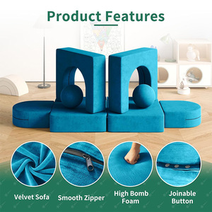 Blocs de canapé modulaires pour enfants YOBO Factory, meubles de jeu amusants et sûrs, 8 blocs de jeu en mousse souple avec balles, meilleur cadeau pour les tout-petits - Product Image 2