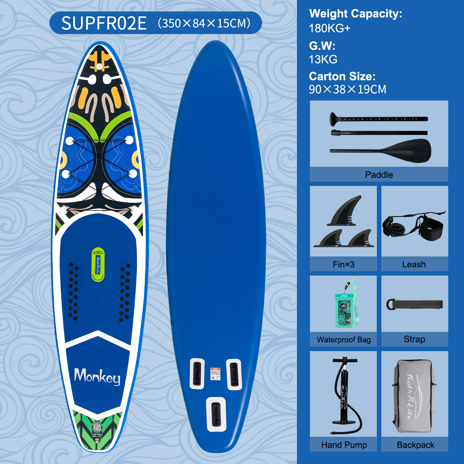 350*84*15 cm--SUPFR02E--Bleu