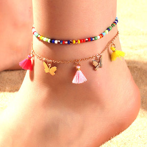 Braccialetti di fascino della nappa della farfalla della caviglia delle perle di semi di vetro fatti a mano di modo per i gioielli delle cavigliere delle donne fornitore della cina del produttore - Product Image 4