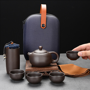 Ensemble <span class=keywords><strong>de</strong></span> 7 pièces : Théière Kung Fu magnifique et pratique, service à thé portable en céramique chinoise pour le voyage, plateau en céramique, tasse à café, <span class=keywords><strong>Gaiwan</strong></span> - Product Image 4