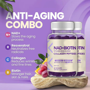 OEM & ODM Personnalisé |   Gummies certifiées COA NAD+ Biotine <span class=keywords><strong>Vitamine</strong></span> <span class=keywords><strong>D3</strong></span> K2 Collagène <span class=keywords><strong>Bio</strong></span> Peptides Saines Anti-âge - Product Image 2