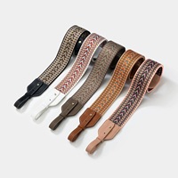 Sangle de sac jacquard en fil ciré de luxe classique premium, largeur 3,8 cm, ceinture d'épaule réglable avec embout en cuir de vachette