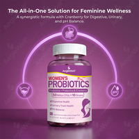 Gummies véganes probiotiques pour femmes OEM ODM, complexe prébiotique à la canneberge, équilibre du pH digestif et urinaire, complément bien-être féminin