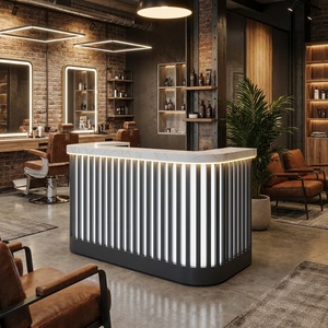 Minimalist Salon Reception <b>Desk</b> with LED Lighting Durable & Eco-Friendly MDF Top for Modern Beauty Studio Furniture - Product Image 2