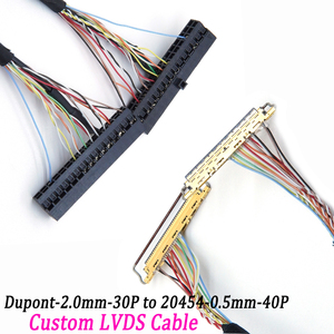 Kabel Sinyal Koaksial Halus 2.0mm Pitch Dupont 30P ke 20454 40Pin, Panjang Kustom, Perakitan Kabel LVDS Terproteksi untuk Layar Notebook - Product Image 1