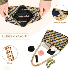 Bolsos Tote Personalizables para Mujer con Estampado Hawaiano de Puakenikeni, Correa de Cadena Dorada y Cierre de Cremallera - Product Image 2