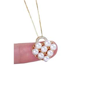 Accesorio 31243DIY, Elegante Collar con Colgante de Perlas Múltiples, Cuentas de 4-5mm, Base de Plata S925 para Cadenas - Product Image 4