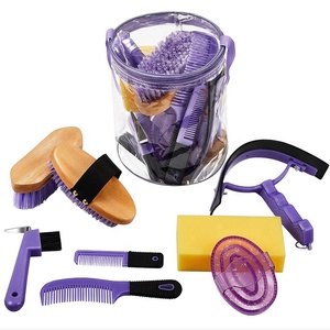 Kit de aseo para caballos de 9 piezas, suministros de <span class=keywords><strong>baño</strong></span> para caballos, Juego de cepillos para caballos con bolsa organizadora - Product Image 1