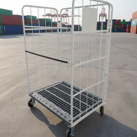 Conteneur à roulettes industriel personnalisable, chariot de stockage en acier pliable à quatre roues, chariot de transport facile pour la logistique d'entrepôt