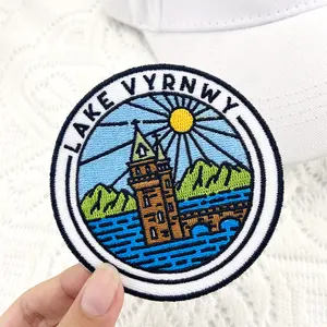 Custom New Product Patches Custom Shaped Digital Printing Process Black Merrow Border Patch For Clothing