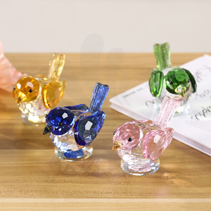 Ornement d'oiseau en cristal rose, verre taillé, décoration d'intérieur, collection de cadeaux, figurine décorative - Product Image 2