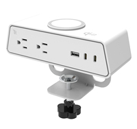 Multiprise de bureau sans fil OMNI Premium moderne avec 2 prises CA et 1 port USB-C, norme américaine pour le bureau