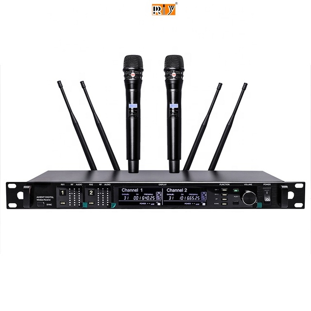 AD4D 2 Channel Handheld KTV Professional Uhf Wireless Microphones System