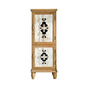 French Country Furniture Flower Carved Decorative <b>Storage</b> Cabinets Rustic <b>Corner</b> Solid Wooden Display Cabinet - Product Image 5