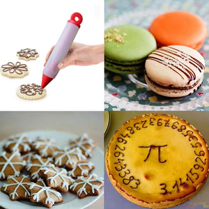 Stylo de décoration de gâteaux en acier inoxydable en gros avec 4 embouts pour le glaçage, le sirop, les biscuits et la pâtisserie (sac OPP) - Product Image 3