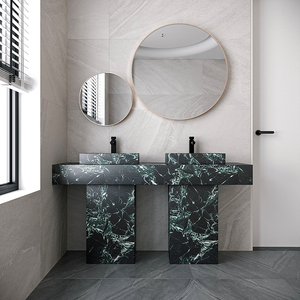 Lavabo a colonna in marmo a strati di lusso Dream Home, lavabo da bagno autoportante in pietra naturale massiccia - Product Image 2