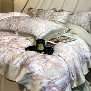 Juego de Ropa de Cama Moderna de Lujo, Tejida, 60S, 100% Lyocell, 4 Piezas, Ecológica, Orgánica, Impresión Digital de Alta Definición, Suave como la Seda - Product Image 1