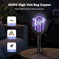 Tueur de moustiques électrique 2-en-1 2800V USB, écologique, avec lampe de dératisation amovible et tapette à main intégrée