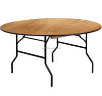 Table de banquet pliante en bois transparente ronde moderne de 5 pieds pour une utilisation en extérieur dans les hôtels
