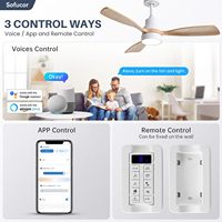 Ventilateur de Plafond avec Lumière 122 cm Moteur DC Silencieux LED 18W Variateur 6 Vitesses Réversible Alexa Google