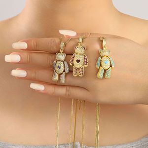 <span class=keywords><strong>Collier</strong></span> en cuivre plaqué or ACME avec ours en peluche en laiton et zircon coloré, <span class=keywords><strong>collier</strong></span> pendentif animal tendance pour femmes - Product Image 3