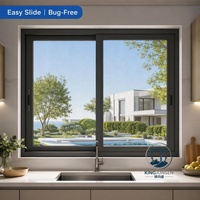 Fenêtre coulissante horizontale minimaliste en alliage d'aluminium avec moustiquaire magnétique pour cuisine moderne et usage extérieur