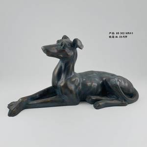 Estatua de Galgo Antiguo de Resina Bronceada, Figura de Perro Whippet Acostado para Decoración de Jardín, Césped, Hogar, Sala de Estar y Escritorio - Product Image 4