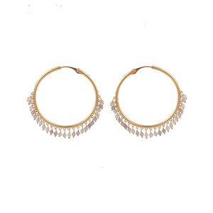 Hermosos pendientes de aro de Aguamarina con cuentas clásicas Alambre verde Envuelto Piedra preciosa Gota colgante Latón chapado en oro Diseñado a mano - Product Image 5